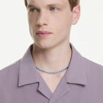 Matrix Tennis necklace Round cut, Blue, Ruthenium plated